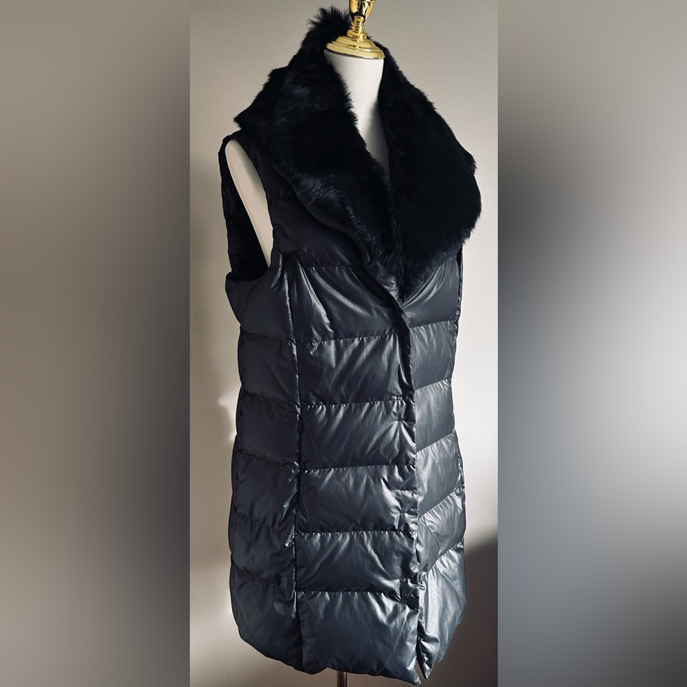 Elie Tahari Down Puffer Vest w/ Removable Fur Collar